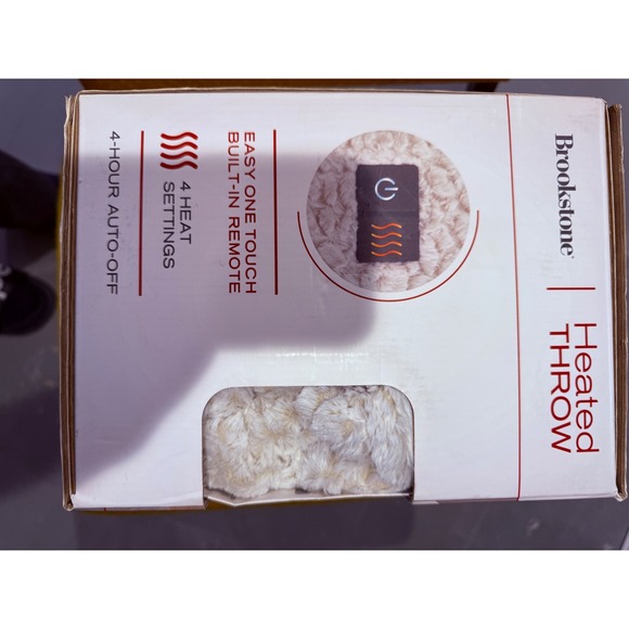 Brookstone Heated Throw Blanket 50x60 Ultra Soft Sherpa Warm 4 Heat Settings - Picture 2 of 6